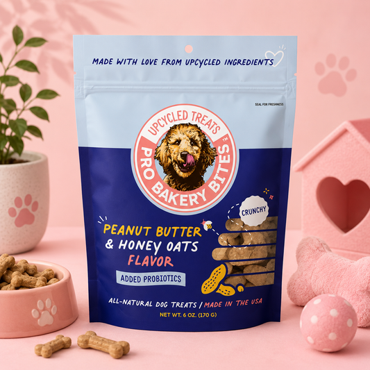 Peanut Butter & Honey Oats Crunchy Dog Treats by Pro Bakery Bites